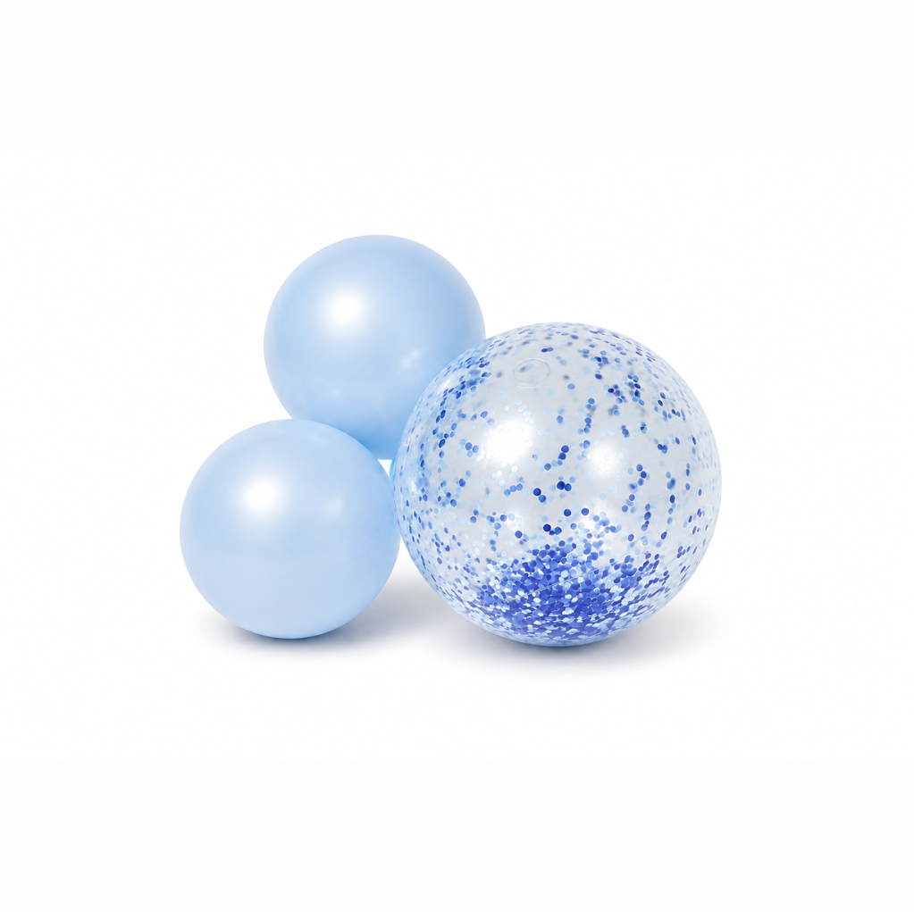 Herbruikbare Ballonslinger van 3 Mix glitter/blauw