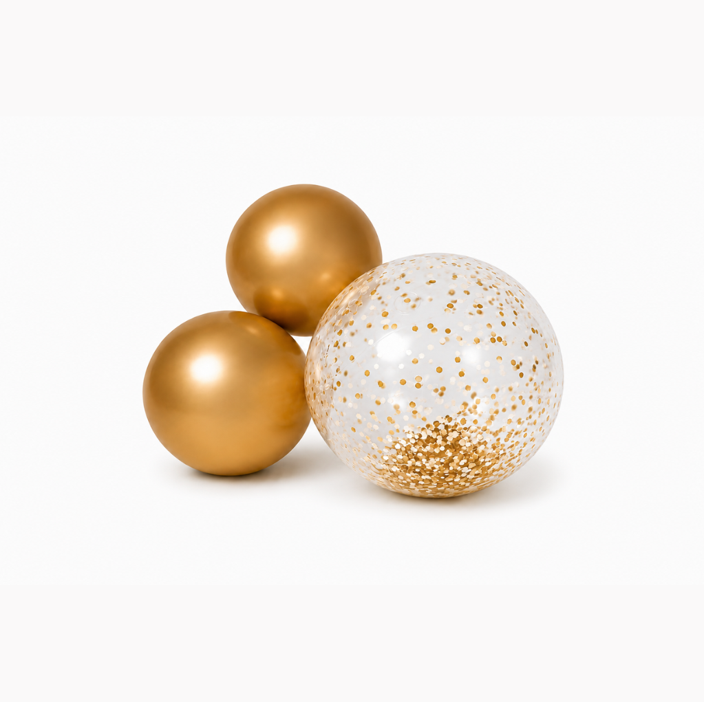 Herbruikbare Ballonslinger van 3 Mix glitter/geel goud