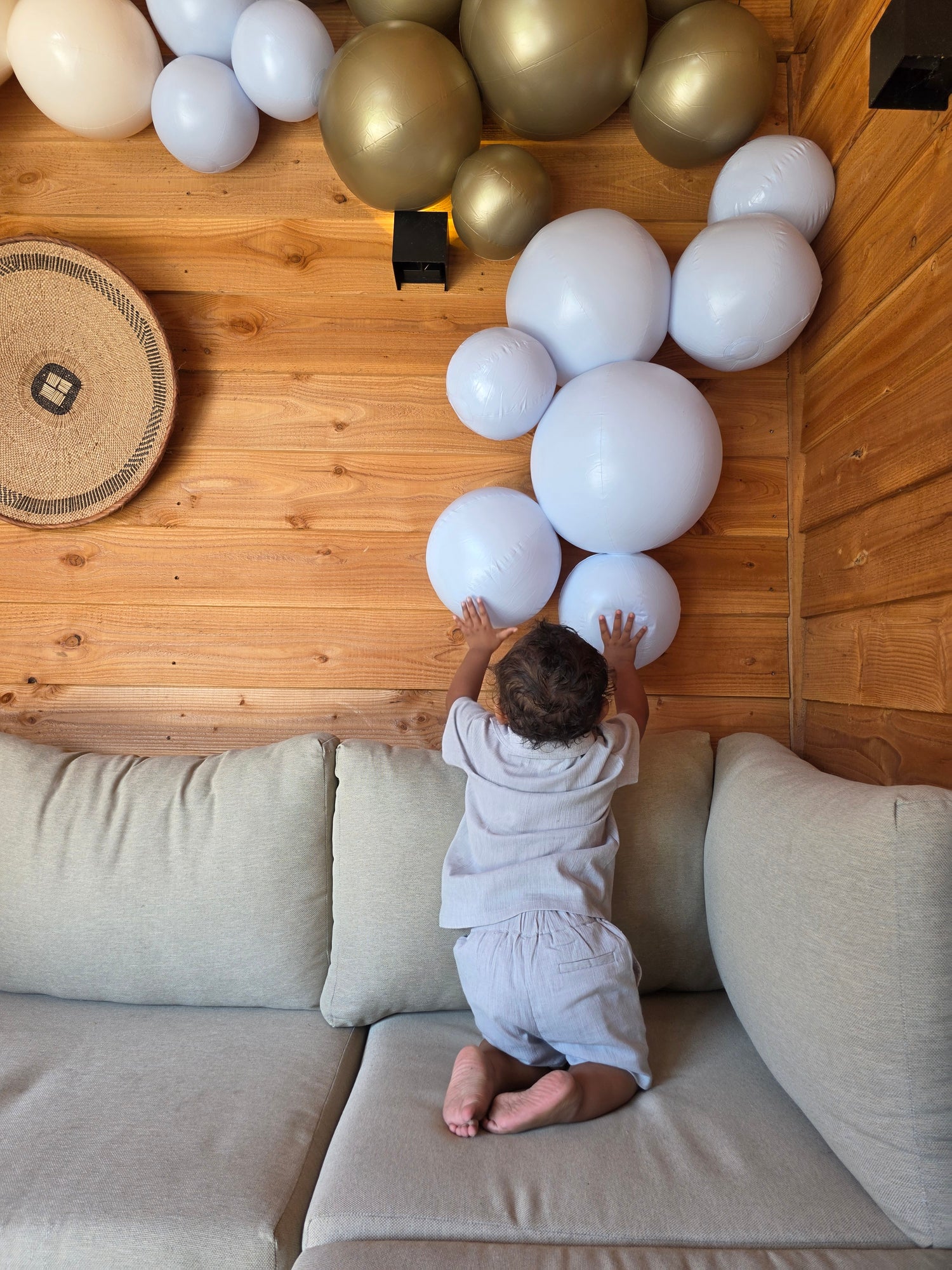 Wiederverwendbare Ballongirlande aus 7 Pastellblau