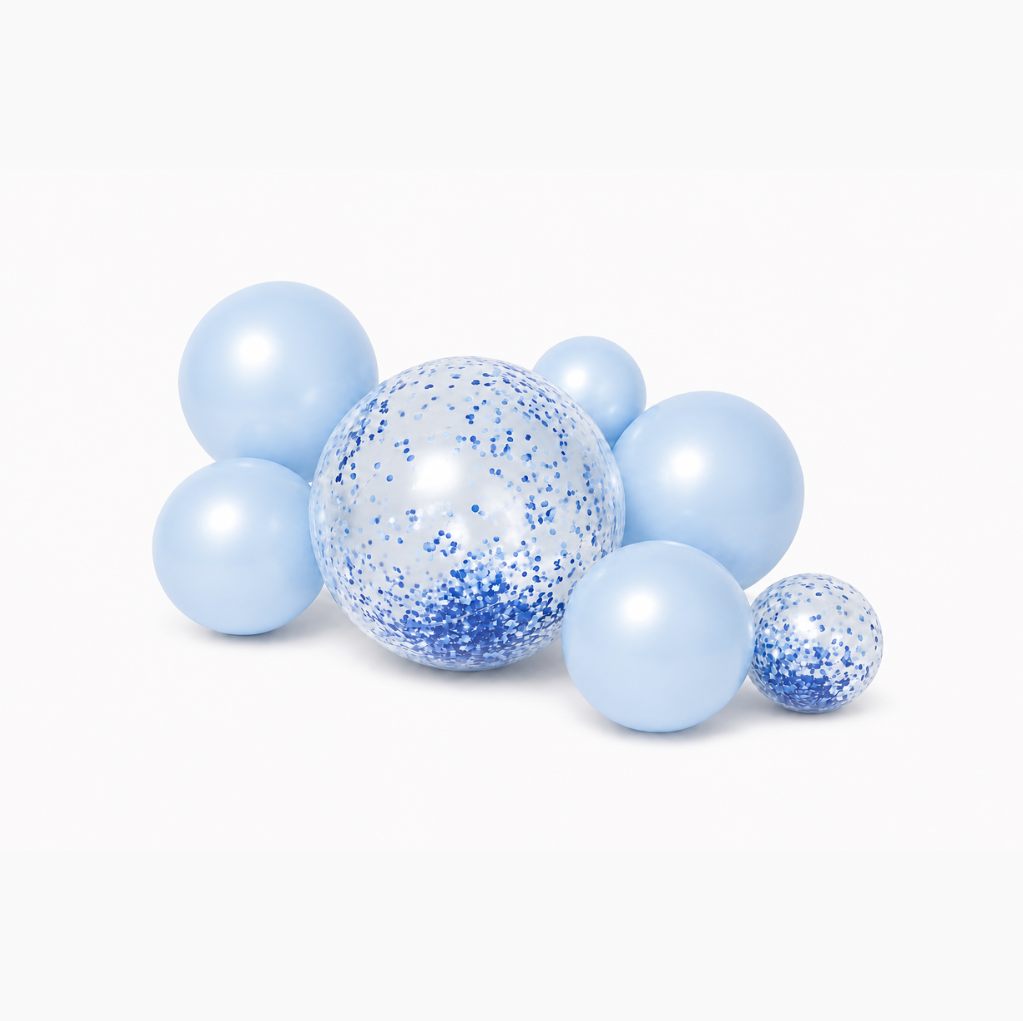Herbruikbare Ballonslinger van 7 Mix glitter/blauw