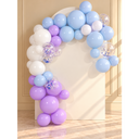 Ensemble d’arche de ballons réutilisables bleu pastel, blanc & violet | 8 pièces (dont 1 gratuite)
