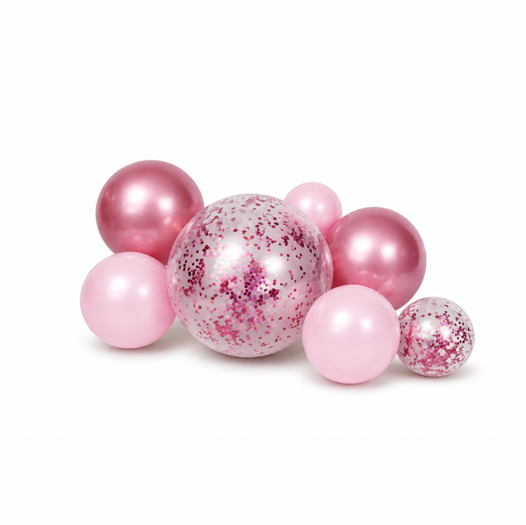 Herbruikbare Ballonslinger van 7 Mix glitter/roze