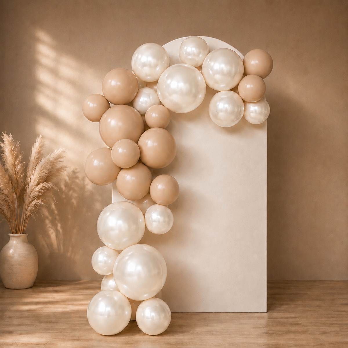 Herbruikbare Ballonnenboog Set Pearl & Beige | 5-delig (incl. 1 Gratis)
