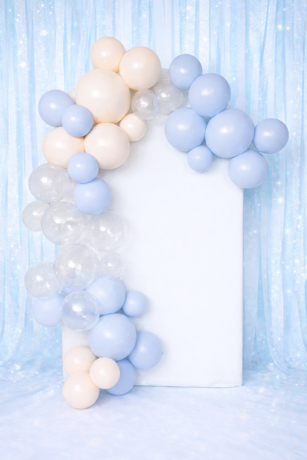 Herbruikbare Ballonnenboog Set Créme, Pastel Blauw & Transparant | 8-delig (incl. 2 Gratis)