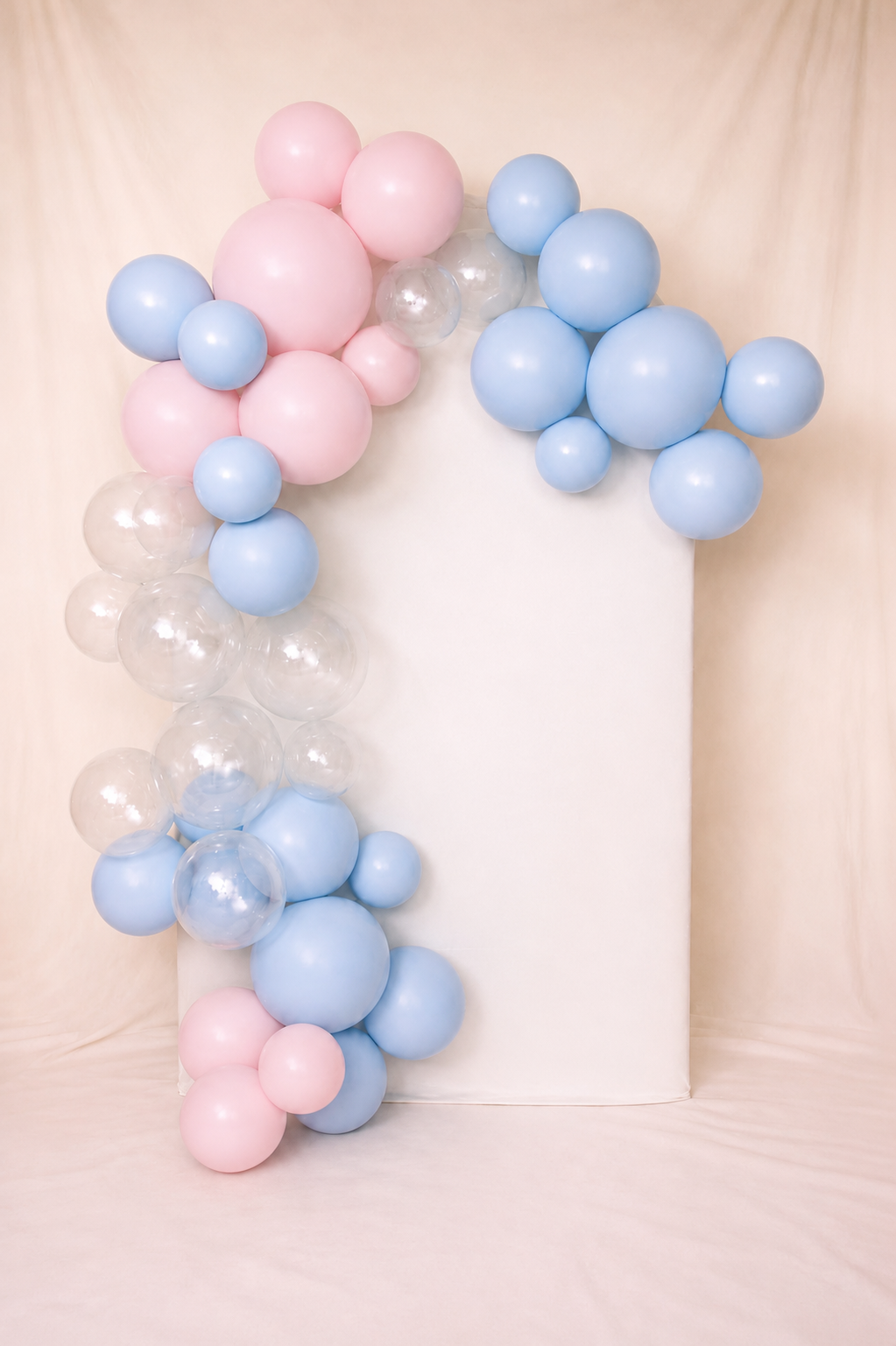 Herbruikbare Ballonnenboog Set Pastel Roze, Pastel Blauw & Transparant | 8-delig (incl. 2 Gratis)