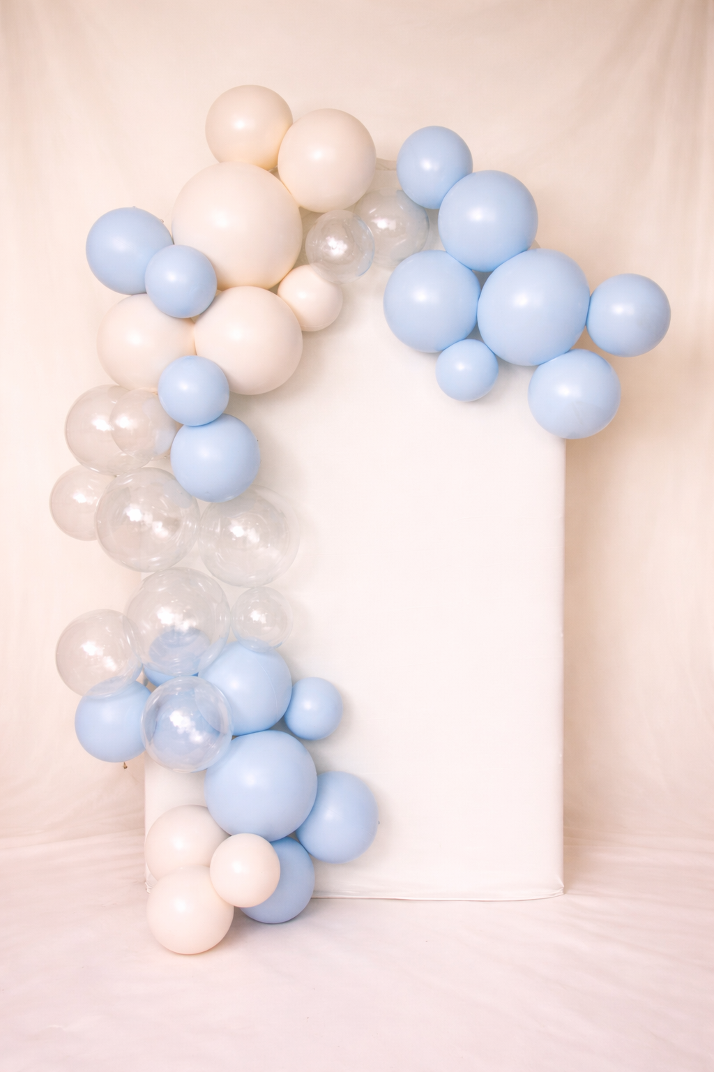 Herbruikbare Ballonnenboog Set Créme, Pastel Blauw & Transparant | 8-delig (incl. 2 Gratis)