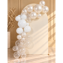Ensemble d’arche de ballons réutilisable Pearl, blanc & transparent | 5 pièces (dont 1 gratuite)