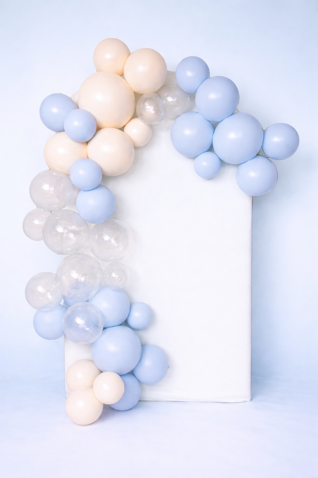 Herbruikbare Ballonnenboog Set Créme, Pastel Blauw & Transparant | 8-delig (incl. 2 Gratis)
