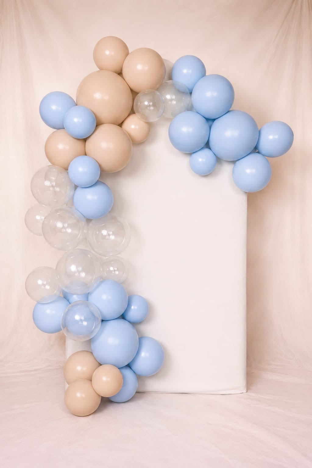 Herbruikbare Ballonnenboog Set Beige, Pastel Blauw & Transparant | 8-delig (incl. 2 Gratis)